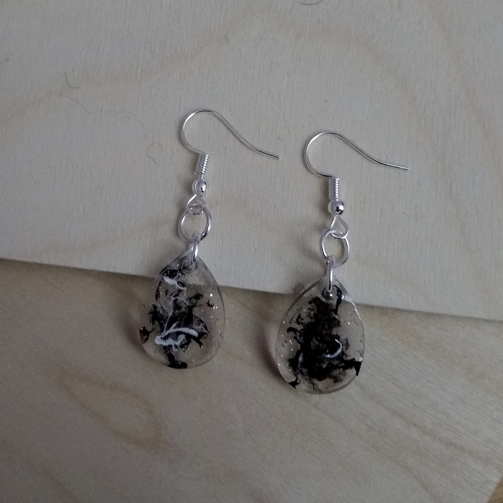 Handmade Acrylic Earrings Resin Black White